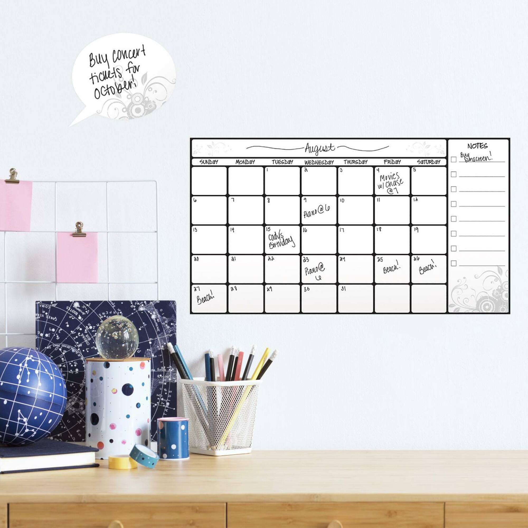 RoomMates Dry Erase Calendar Peel & Stick Wall Decal